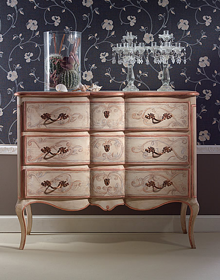 table Mobile tre cassetti decorazione foglia rame