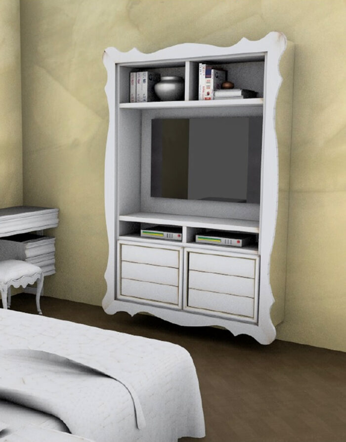 Porta tv sospeso con cassetti