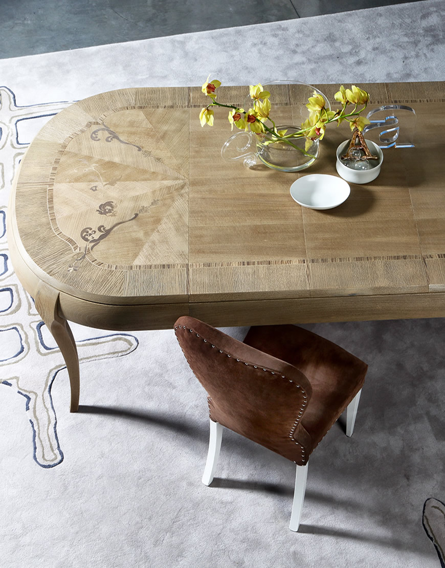 table Tavolo ovale intarsiato contemporaneo