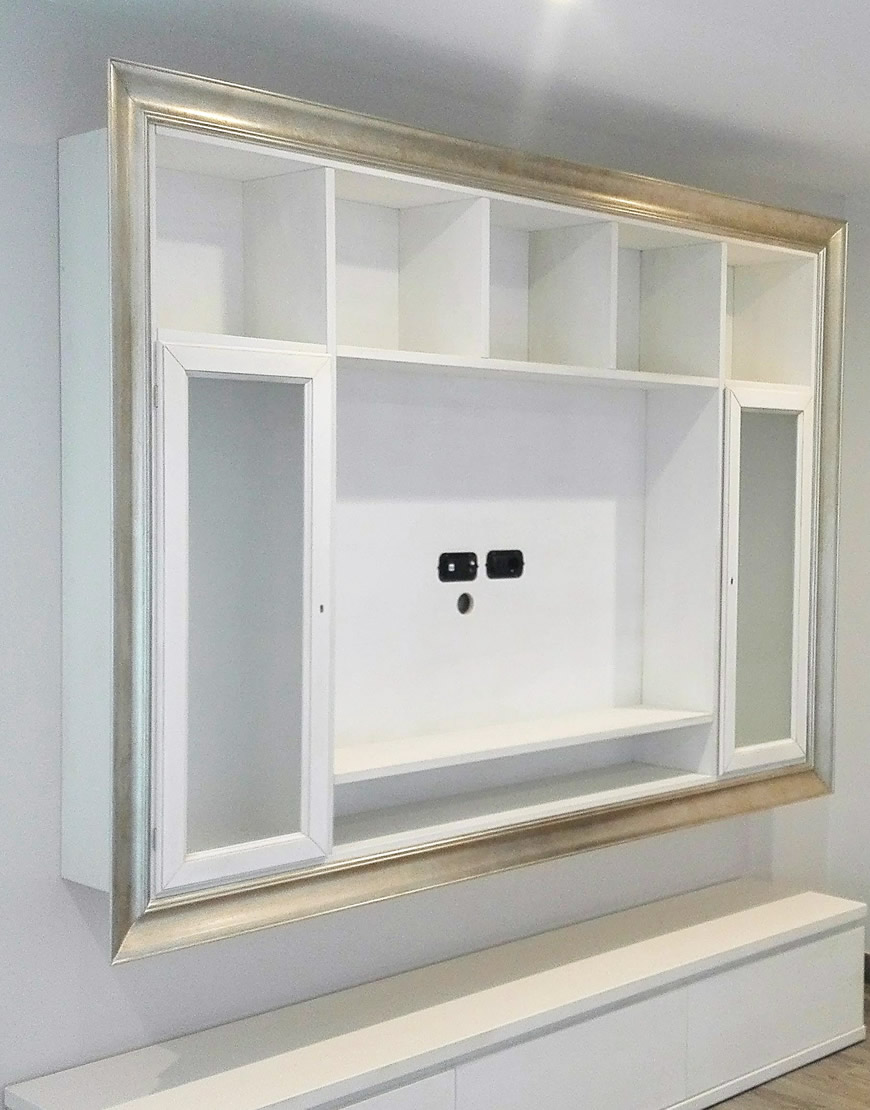 table Mobile soggiorno a parete con porta TV