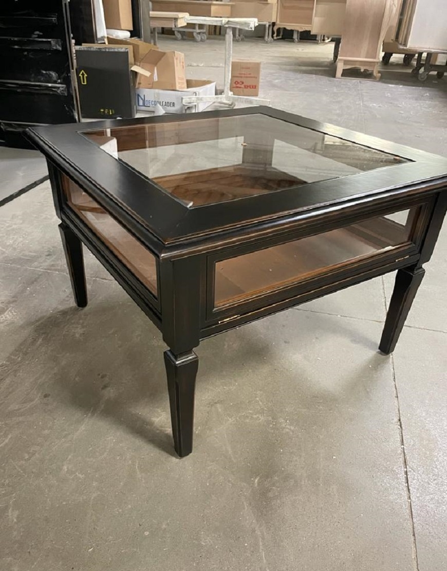 table Tavolino da salotto a bacheca quadrato color moka 70x70