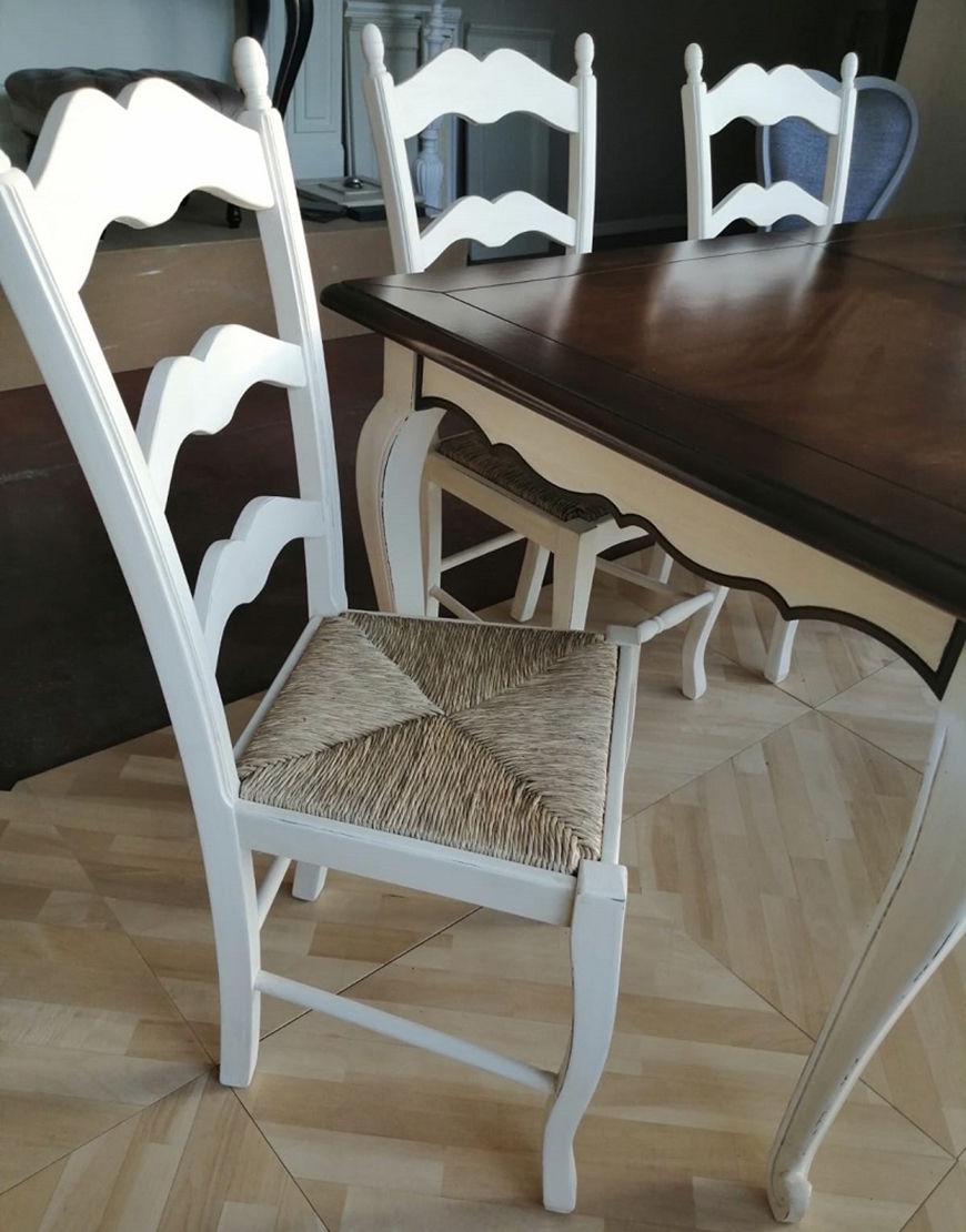 table Sedia Country schienale legno sagomata con seduta in paglia intercambiabile
